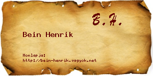 Bein Henrik névjegykártya